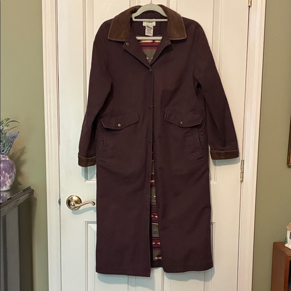 L.L. Bean Brown Barn Coat with Corduroy Details